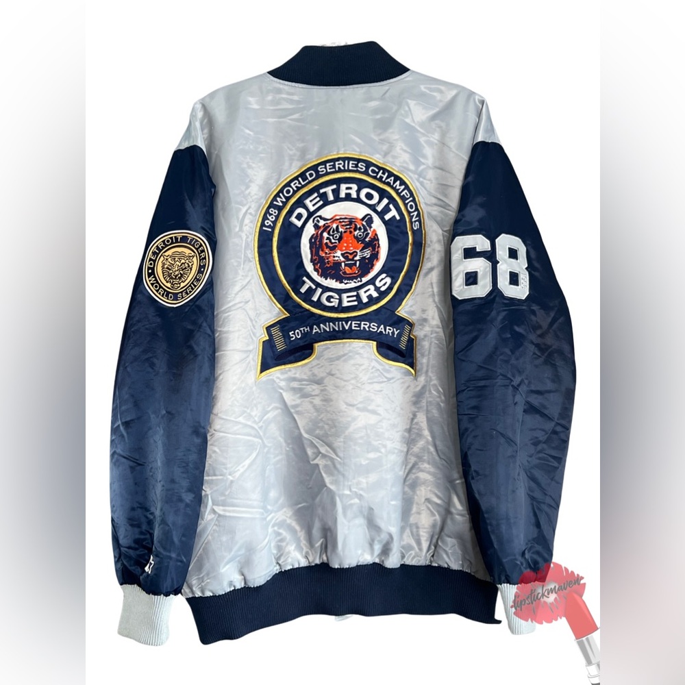Vintage 90s Detroit Tigers Starter Satin Jacket‎ Men 3XL 1968 World Series MLB